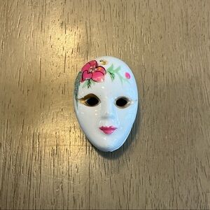 Decorative White Mask with Pink Floral Design jewelry container
